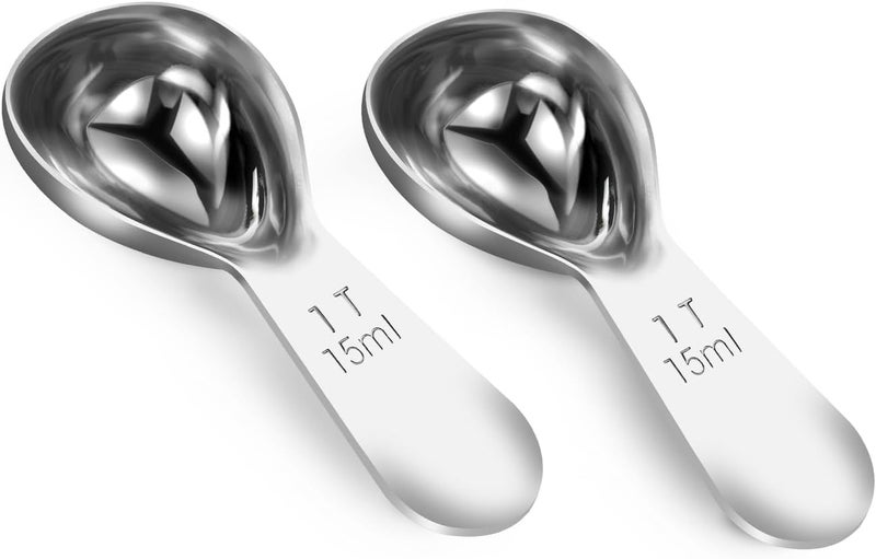 Quazake Coffee Scoop 1 Tablespoon Scoop Measuring Spoon for Ground Coffee 2 Pieces,Stainless Steel Small 1 Tbsp Coffee Spoons Measure Protein Powder Suger Bean,Short Handle Fits into Canisters.(1TBSP(15ML*2) - Image 1